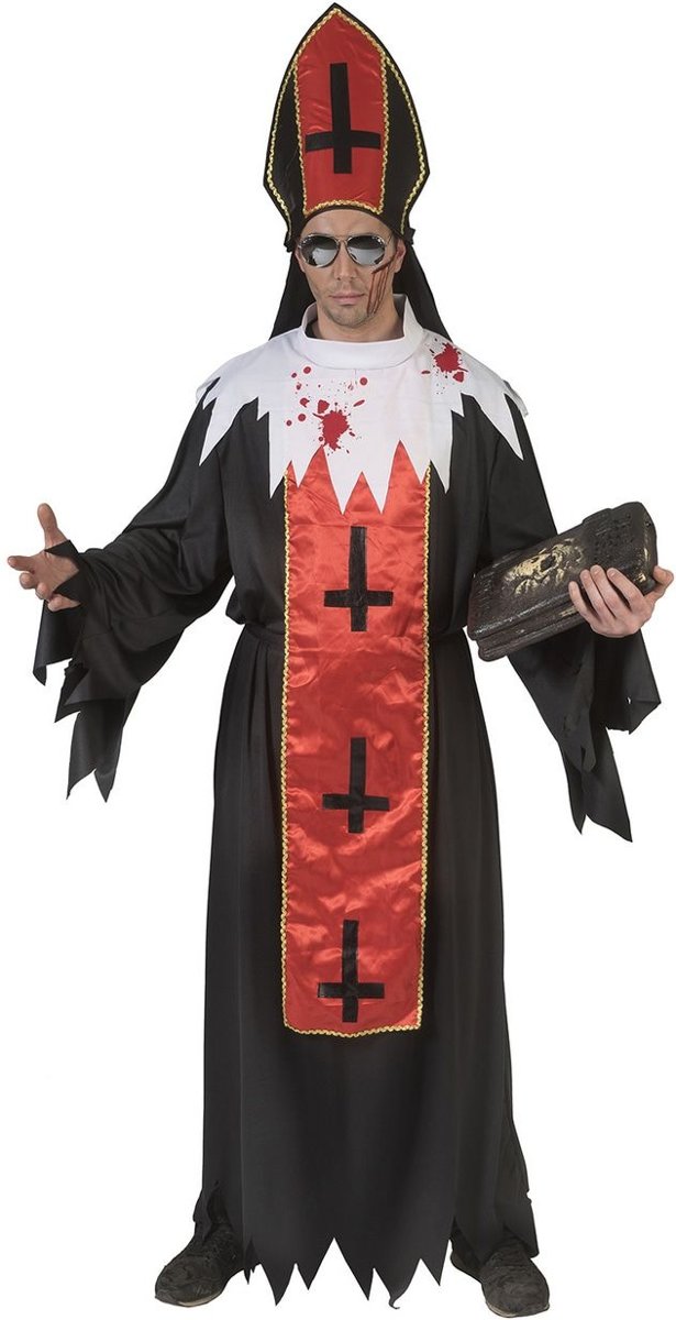 Monnik & Pater & Priester Kostuum | Horror Paus Duistere Religie | Man | Maat 48-50 | Halloween | Verkleedkleding